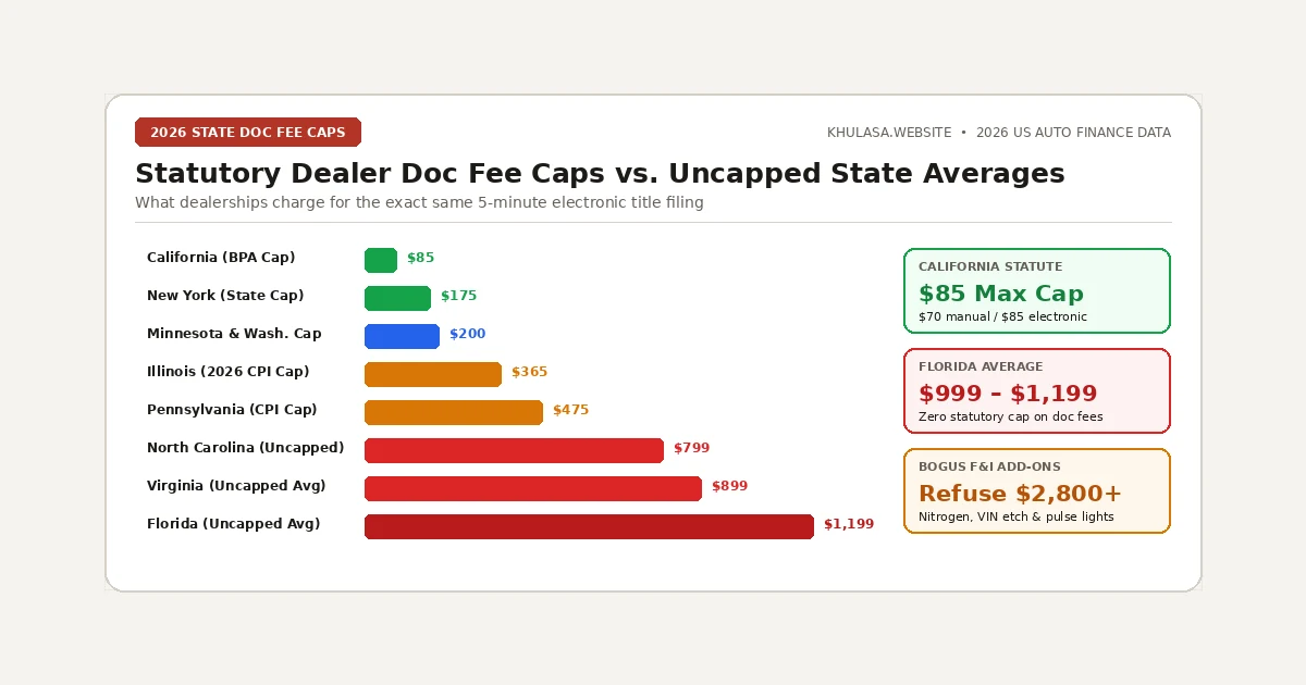 Breakdown of dealership documentation fees and mandatory vs optional fees on a car buyer's order